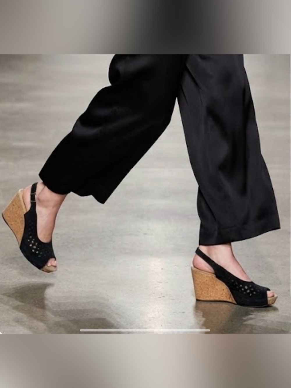 Cordani Black Perforated Slingback Cork Wedges